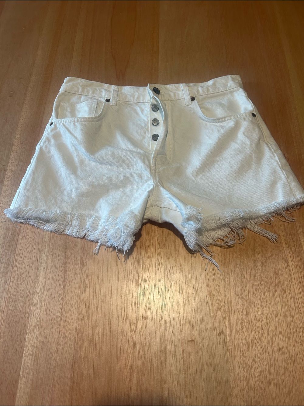 Reformation Charlie High Rise Raw Hem Jean Short White Size 28 100% Cotton